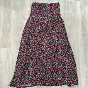 LuLaRoe Maxi Skirt Slinky Purple Scandinavian Tulip Mod Pink Green